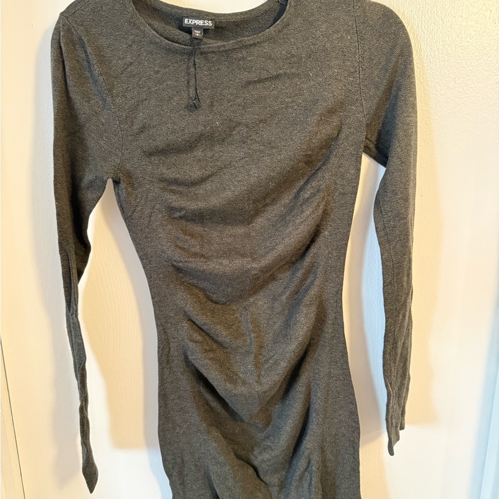 Express Gray Long Sleeve Sweater Dress